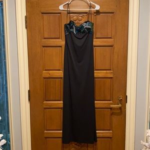 Long black formal gown with beading